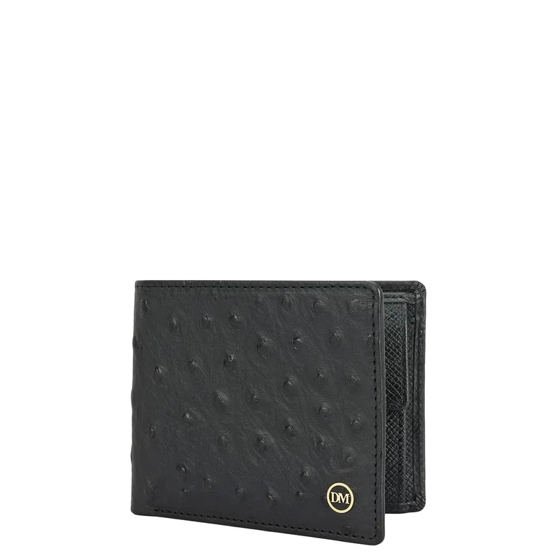 دا ميلانو Black Bifold Leather Mens Wallet